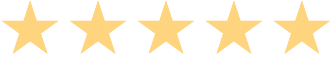 Five golden stars in a horizontal line symbolizing ratings.