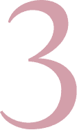 Stylized number three in pink on a black background.